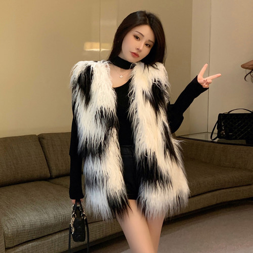 设计感小众羊卷毛皮草马甲外套女