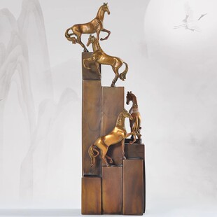 铜步步登高马铜雕工艺品礼品摆件客厅装饰送礼送客户情谊深摆设