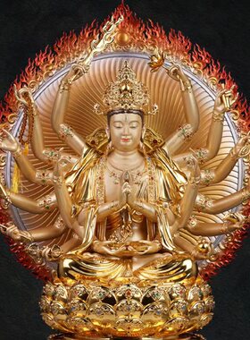 铜准提菩萨准提佛母像十八臂准提佛像家庭供的佛像客厅供奉摆件