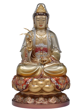 骏澜斋南海观音佛像家里供奉珐琅金彩观世音菩萨铜像神像摆件大全