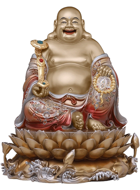骏澜斋铜摆件《红衣弥勒笑佛》弥勒佛大肚佛像居家供奉神像