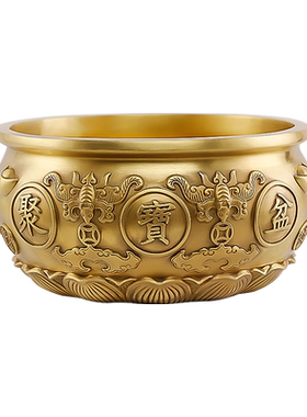骏澜斋铜聚宝盆摆件 招财聚财客厅桌面店铺装饰工艺品开业礼品