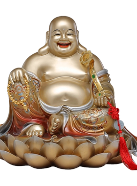 骏澜斋铜摆件《弥勒佛》佛像供奉家用禅意大肚笑佛娑婆三圣神像