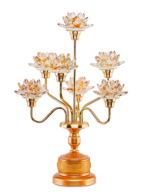 骏澜斋莲花灯家用供奉长明灯室内插电LED灯佛前供佛供灯水晶玻璃