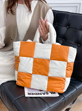 Bags Down Space Bag Soft Plaid Women's Handbag Elegant Simpl