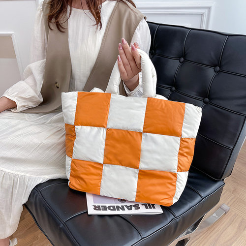 Bags Down Space Bag Soft Plaid Women's Handbag Elegant Simpl