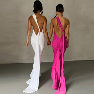 Stylish Women's Clothing 2025 Sexy Backless Folding Slim Sol