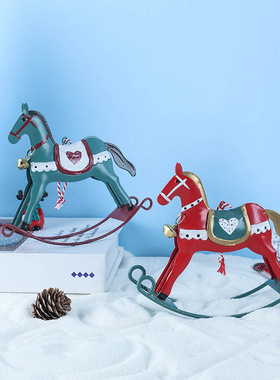 Handmade Christmas Iron Rocking Horse Creative Desktop Decor