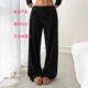 Women Drawstring Sanding Spot Trousers Knitted Loose Belt