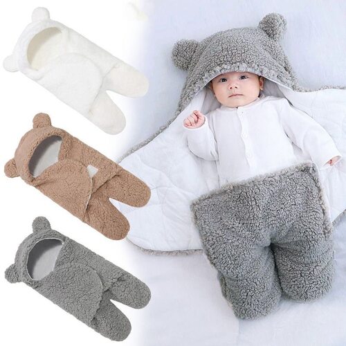 Infant Ultra-soft Plush Swaddle Blanket, Split-crotch Sleepi