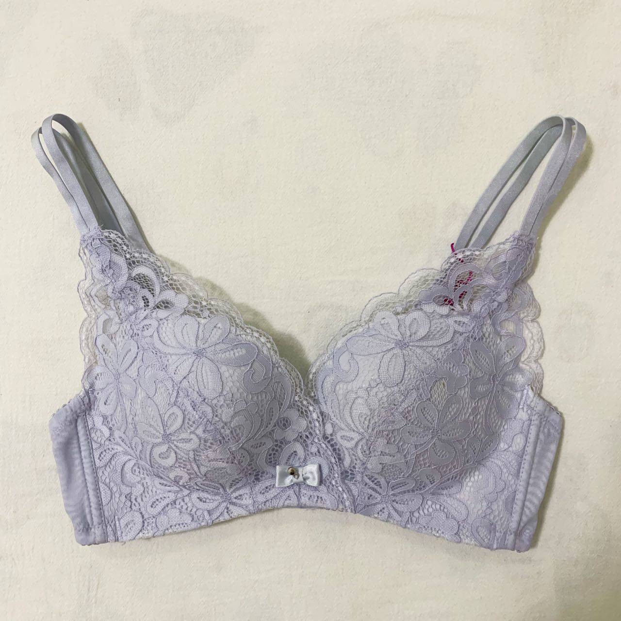 80a.85a天姿芳8589银灰色中厚杯文胸性感蕾丝上薄下厚2.5cm无钢圈