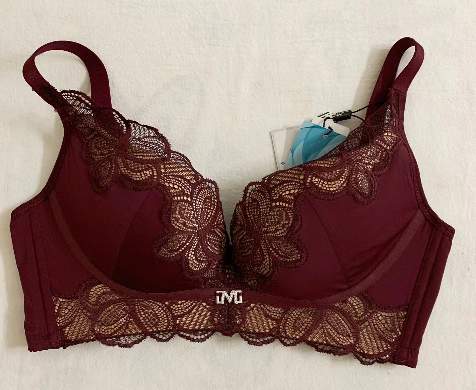 80b锦缎红色内衣文胸无钢圈