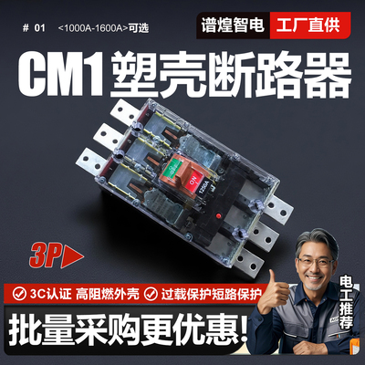 CM1塑壳断路器3P空气开关1000A1250A1600A大电流电闸三相空开380V
