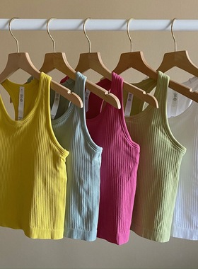 lulu同款ebb短款瑜伽服背心女运动美背带胸垫健身紧身显瘦透气