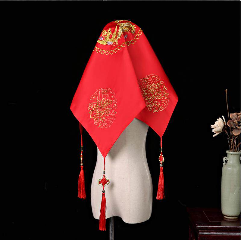 marry Red Veil Bridal hijab Chinese embroidery tassels Retro New personality Scarf Wedding celebration Wedding Suppliesin the Accessories/Leather belt/Hat/Muffler , Wedding dress accessories , Veil  category - from Buy2taobao.com to provide professional Taobao agent buy service