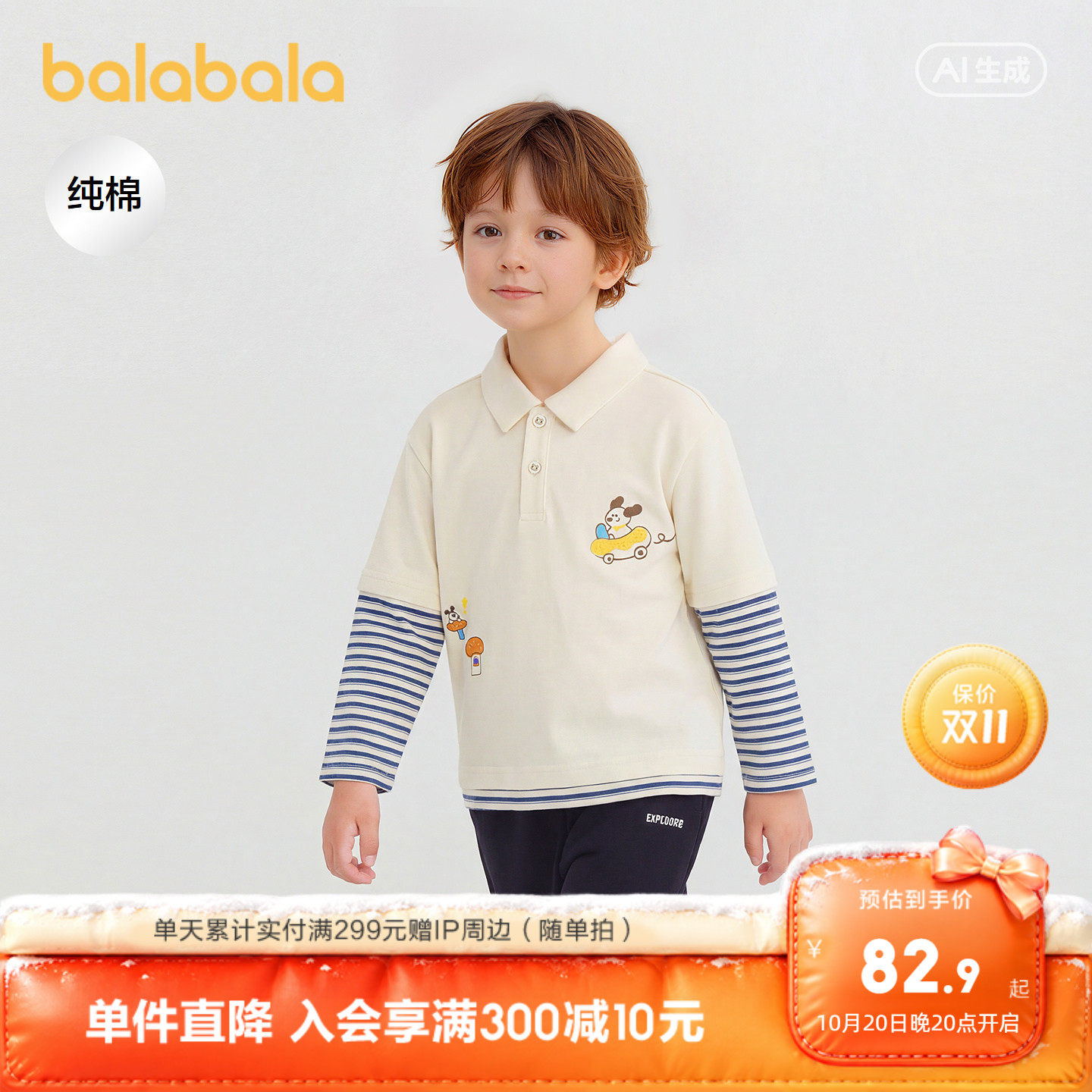 巴拉巴拉童装儿童长袖t恤女童2026新款春装纯棉衣服印花宝宝上衣