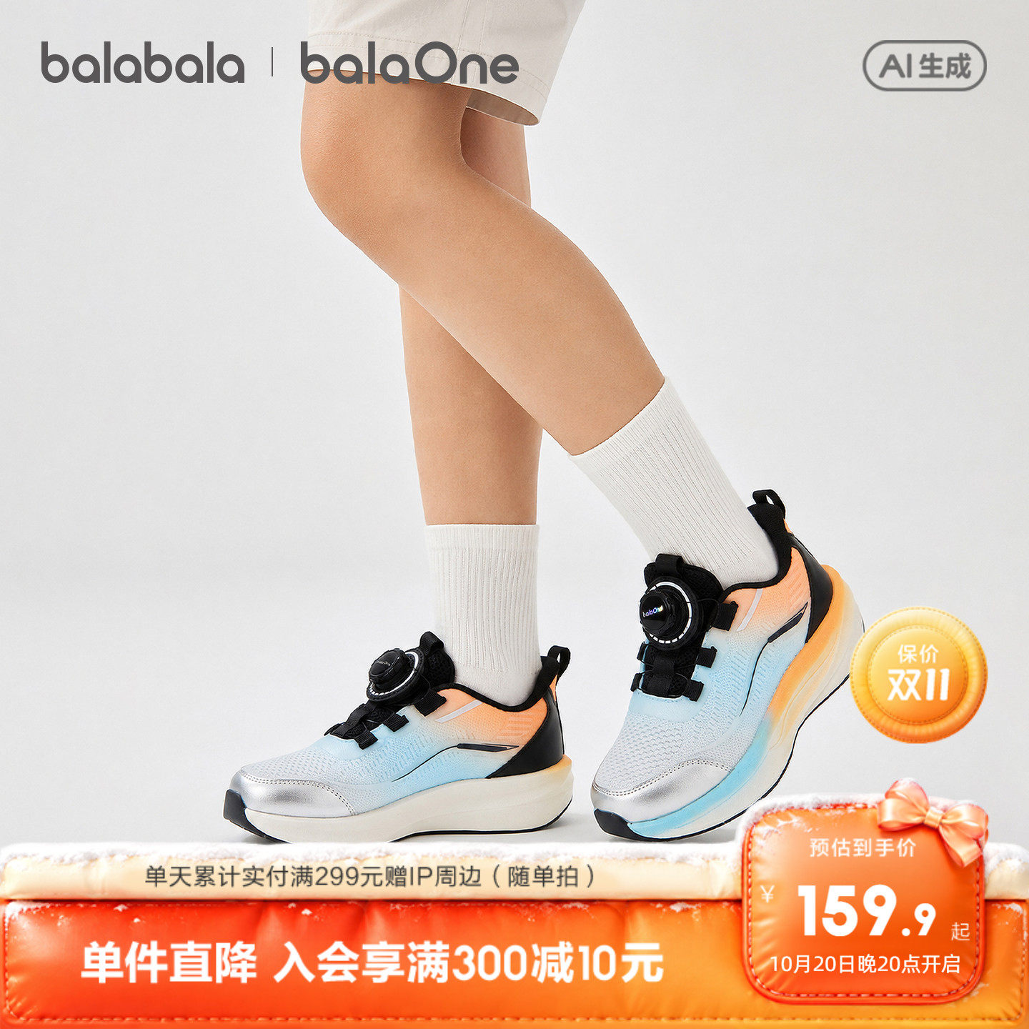 巴拉巴拉童鞋儿童运动鞋男女童2026新秋季轻便软弹元气个性跑步鞋