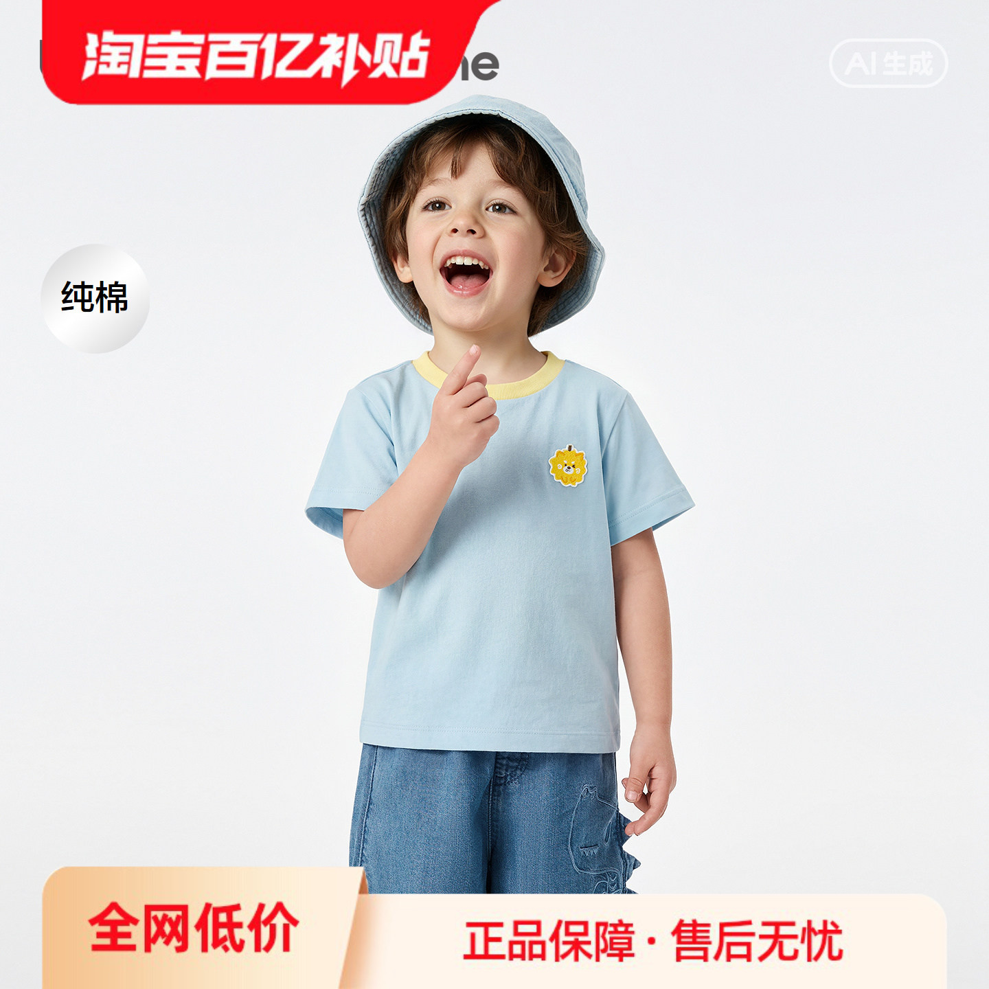 巴拉巴拉童装短袖t恤男女童2026新款夏装纯色休闲宽松纯棉上衣潮