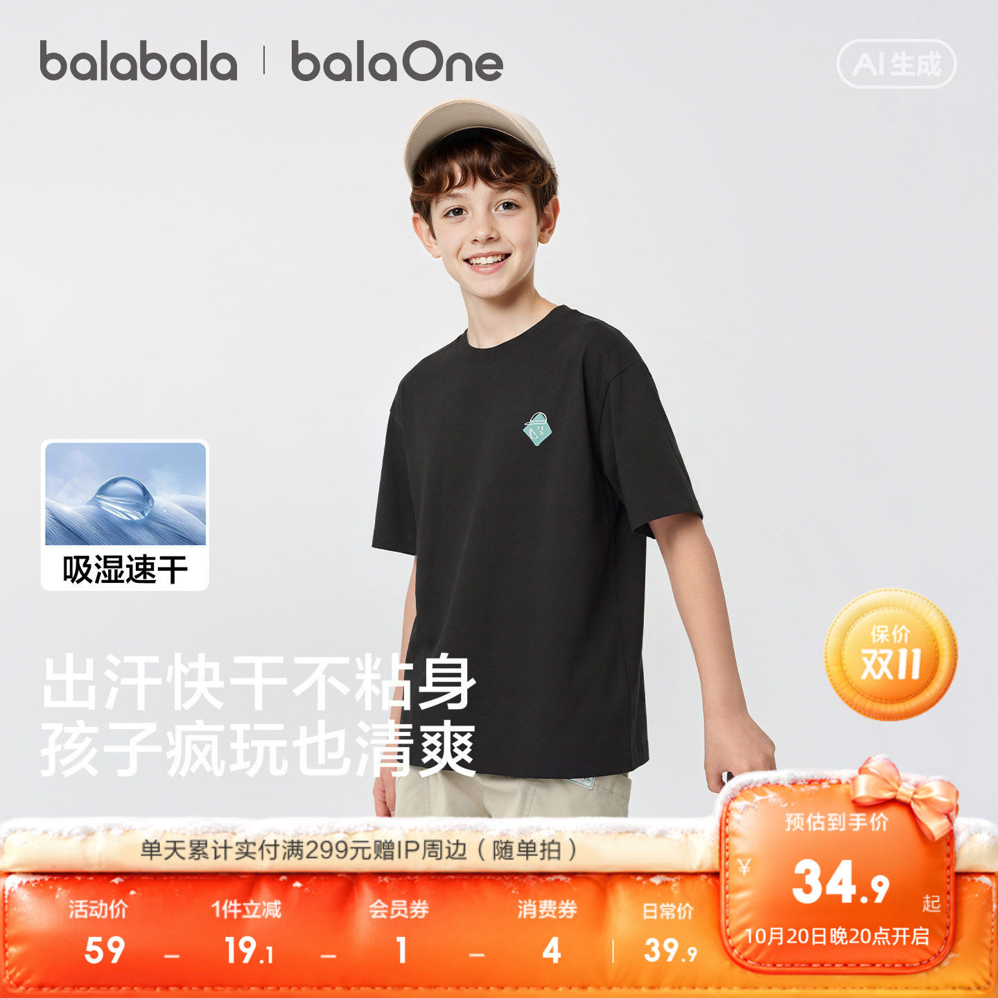 【balaOne】巴拉巴拉童装儿童短袖t恤男女童2026新款夏装