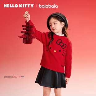春秋针织衫 巴拉巴拉女童新年毛衫 HelloKittyIP 拜年萌甜美可爱