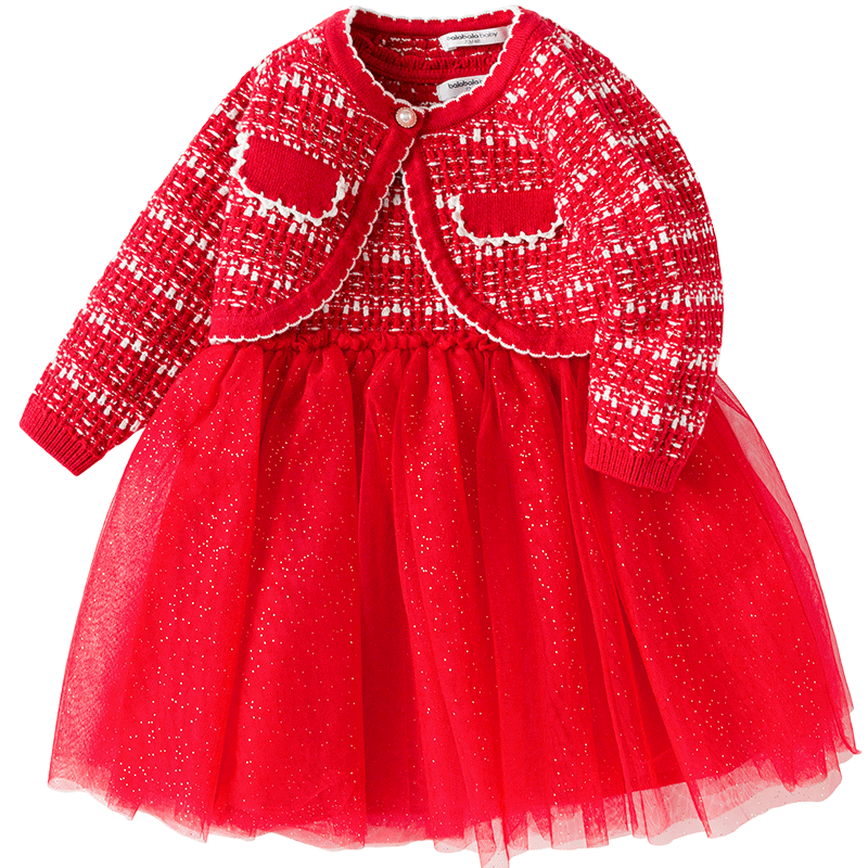 巴拉巴拉童装宝宝衣服婴童连衣裙春秋装套装周岁礼服女童套装裙潮