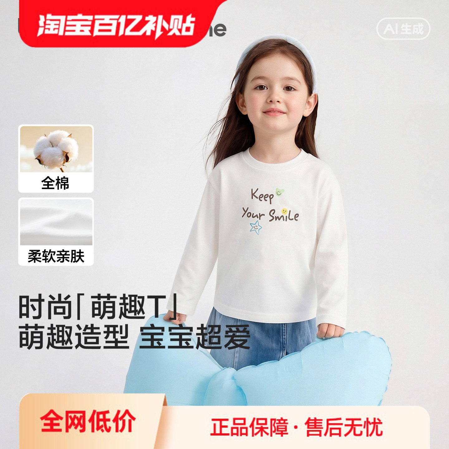 【balaOne】巴拉巴拉童装儿童长袖t恤男女童2026新秋基础柔软上衣