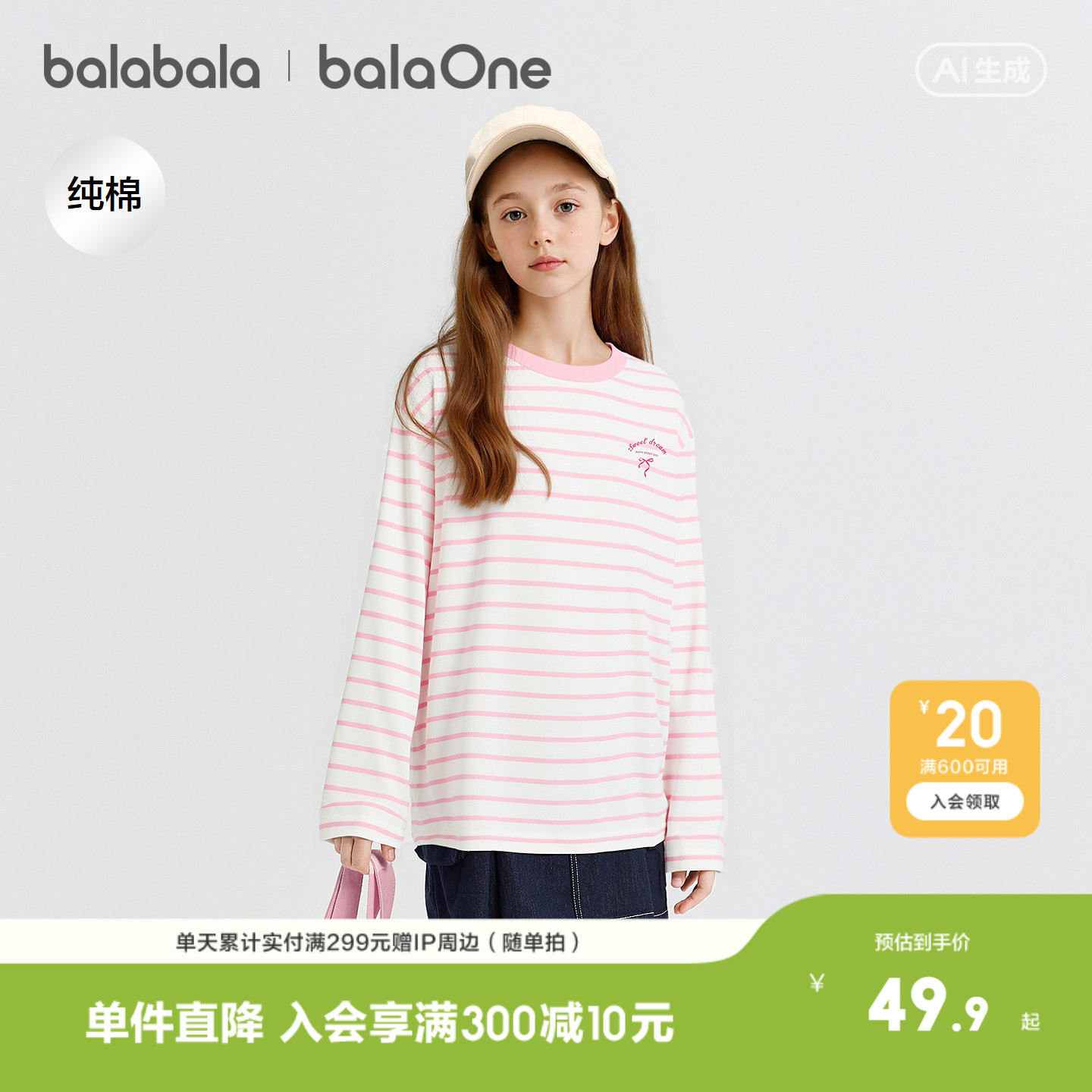巴拉巴拉balaOne长袖t恤条纹纯棉图片