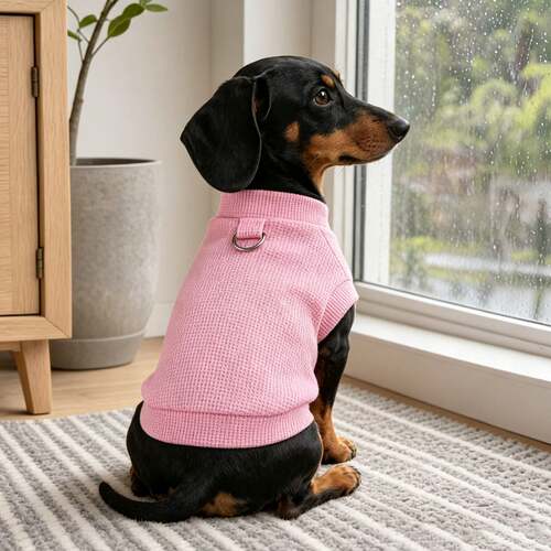 粉色华夫格宠物光板背心可牵引猫狗衣服小型犬猫咪简约打底衫现货
