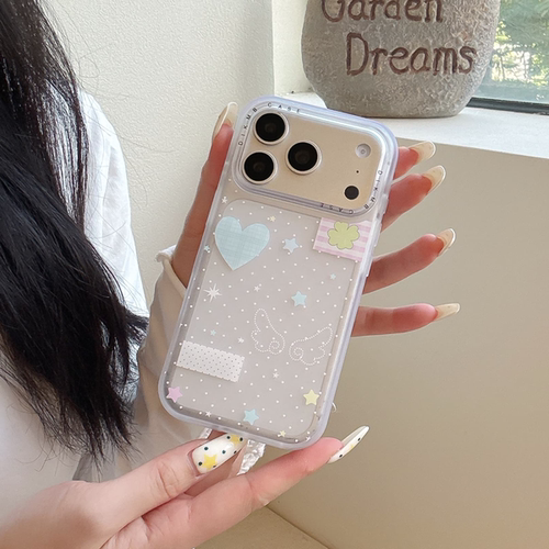 韩风热卖爆款肤感壳波点翅膀拼贴适用苹果17promax手机壳iPhone17pro防摔16promax软壳16pro保护套创意15prom