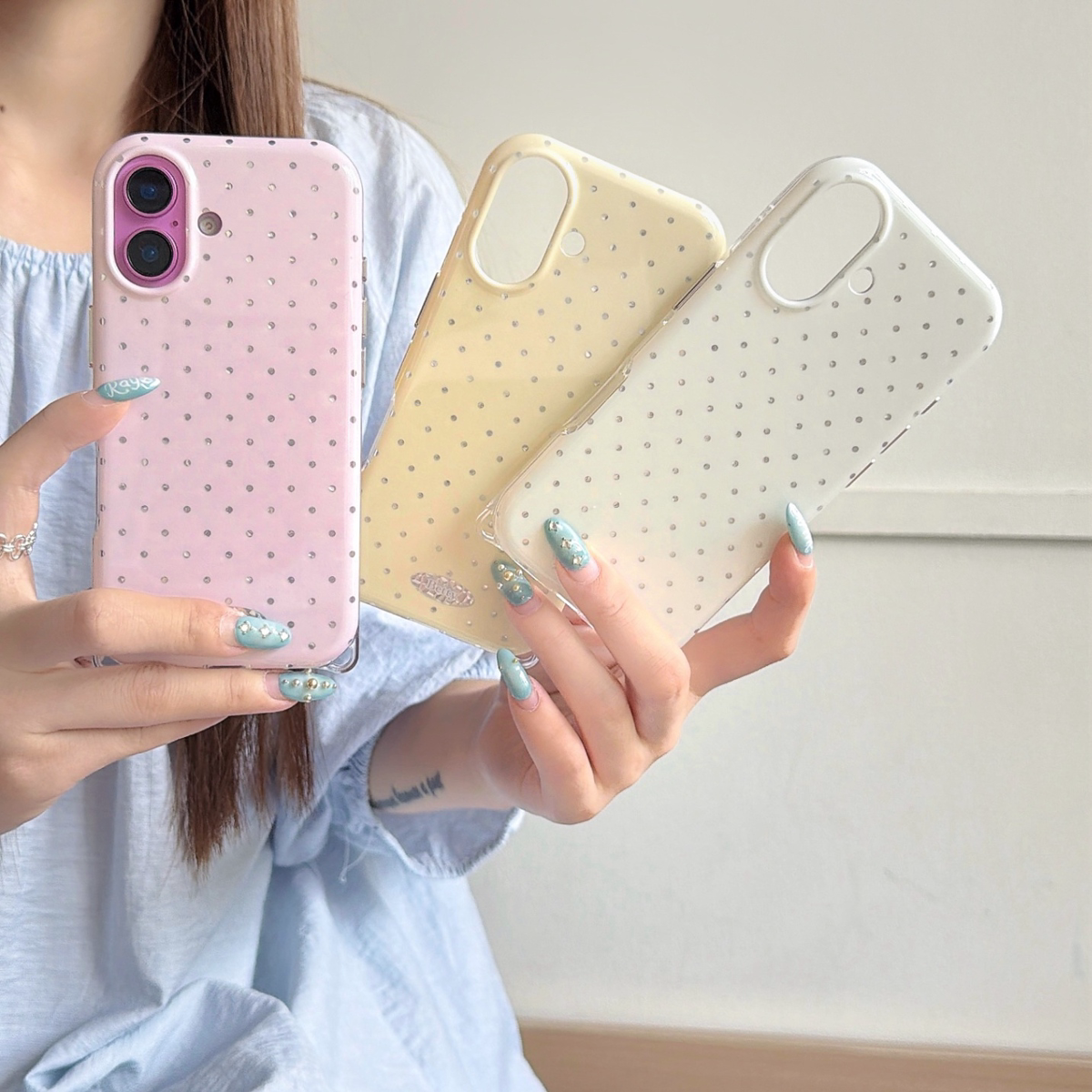 3色波点素材单壳适用苹果17promax手机壳16小清新简约iphone15保护壳