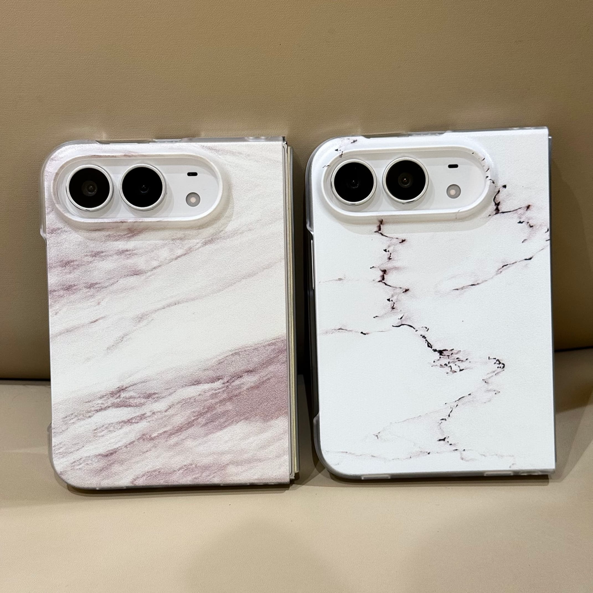 适用于苹果DUO 磨砂白折叠屏全包手机外壳 iPhone18DUO ins风大理石保护套