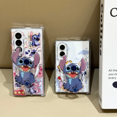适用于SamsungzFold8Ultra卡通史迪仔全包硬手机壳zfold7 6 5 4 三件套磁吸折叠保护套