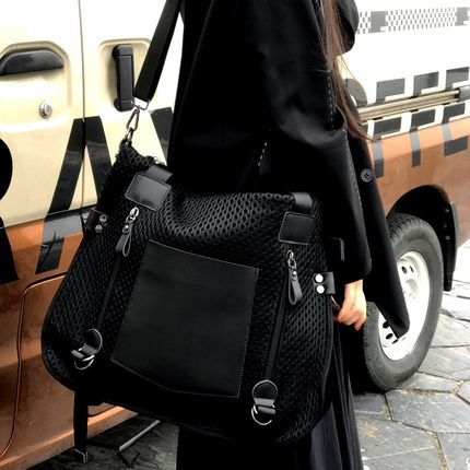 2025新款休闲百搭大容量托特包女拼牛皮通勤简约高级感单肩斜挎包