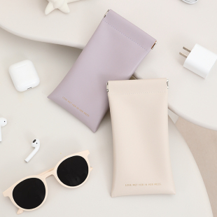 眼镜袋便携式 女自动闭合墨镜收纳盒高级感弹片抗压皮革太阳镜保护