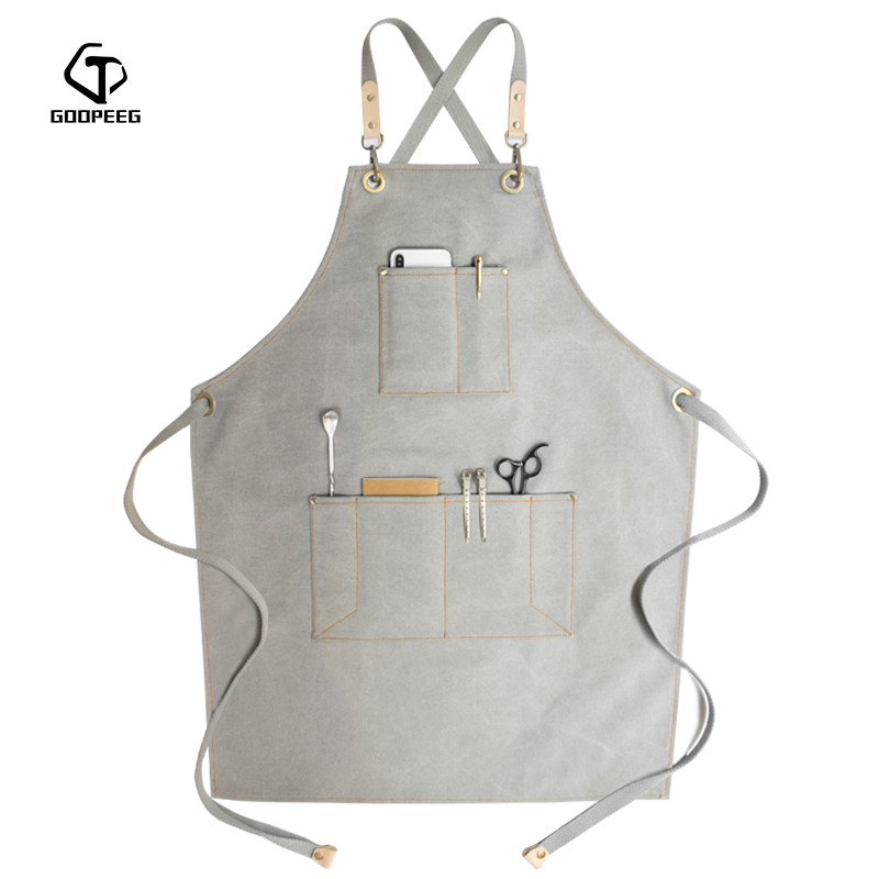 可定制Logo牛仔手工围裙工作服