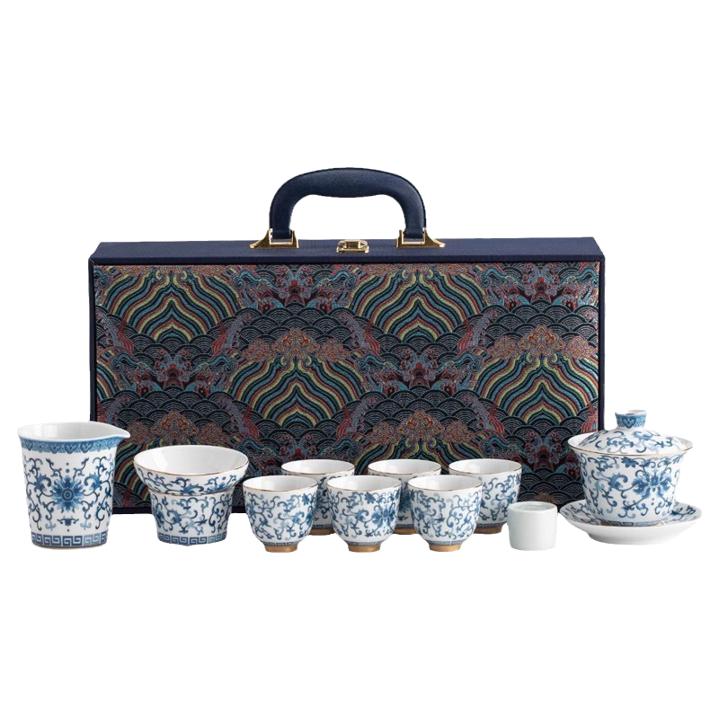 京隆堂青花瓷功夫茶具套装
