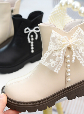 儿童皮靴女童马丁靴2025秋冬新款童鞋小女孩加绒童靴二棉时尚靴子