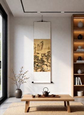 宋代美学国画山水画玄关装饰画吕纪百鹤图微短剧道具宋式装修设计