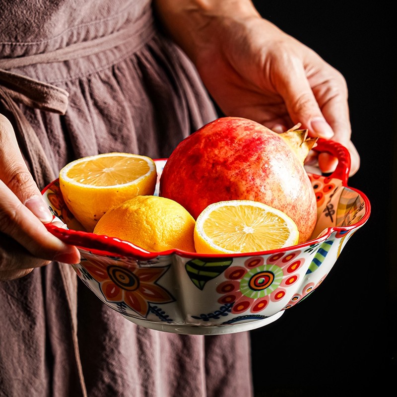北欧风蝶恋花家用螺纹草帽盘陶瓷汤盘汤碗创意双耳菜盘西餐餐盘,餐饮具,碗,淘宝优惠券,粉丝福利购,淘宝优惠卷