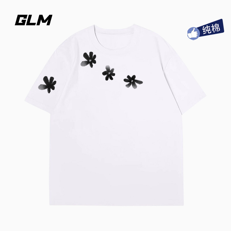 GLM小花纯棉短袖t恤男士夏季