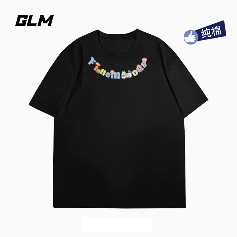 GLM重磅纯棉短袖t恤男夏季新款宽松潮流印花休闲半袖体恤小众上衣