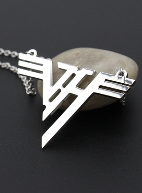 Van Halen 范.海伦 乐队标志 嘻哈钛钢项链吊坠 镜面饰品包邮