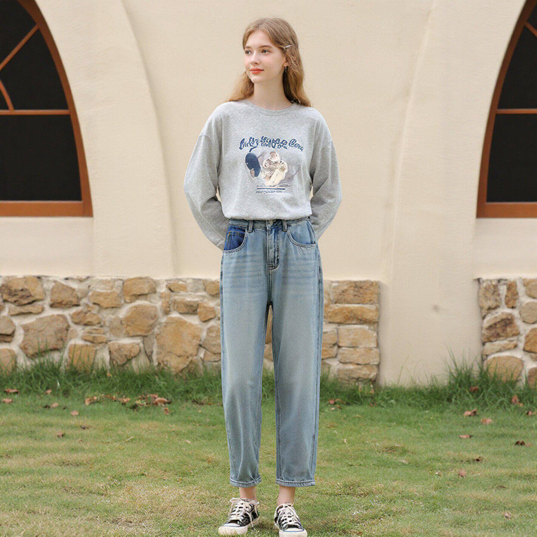 【柚】100棉韩系直筒修身显瘦牛仔裤007品牌折扣店26春休闲长裤女 - 淘宝联盟商品