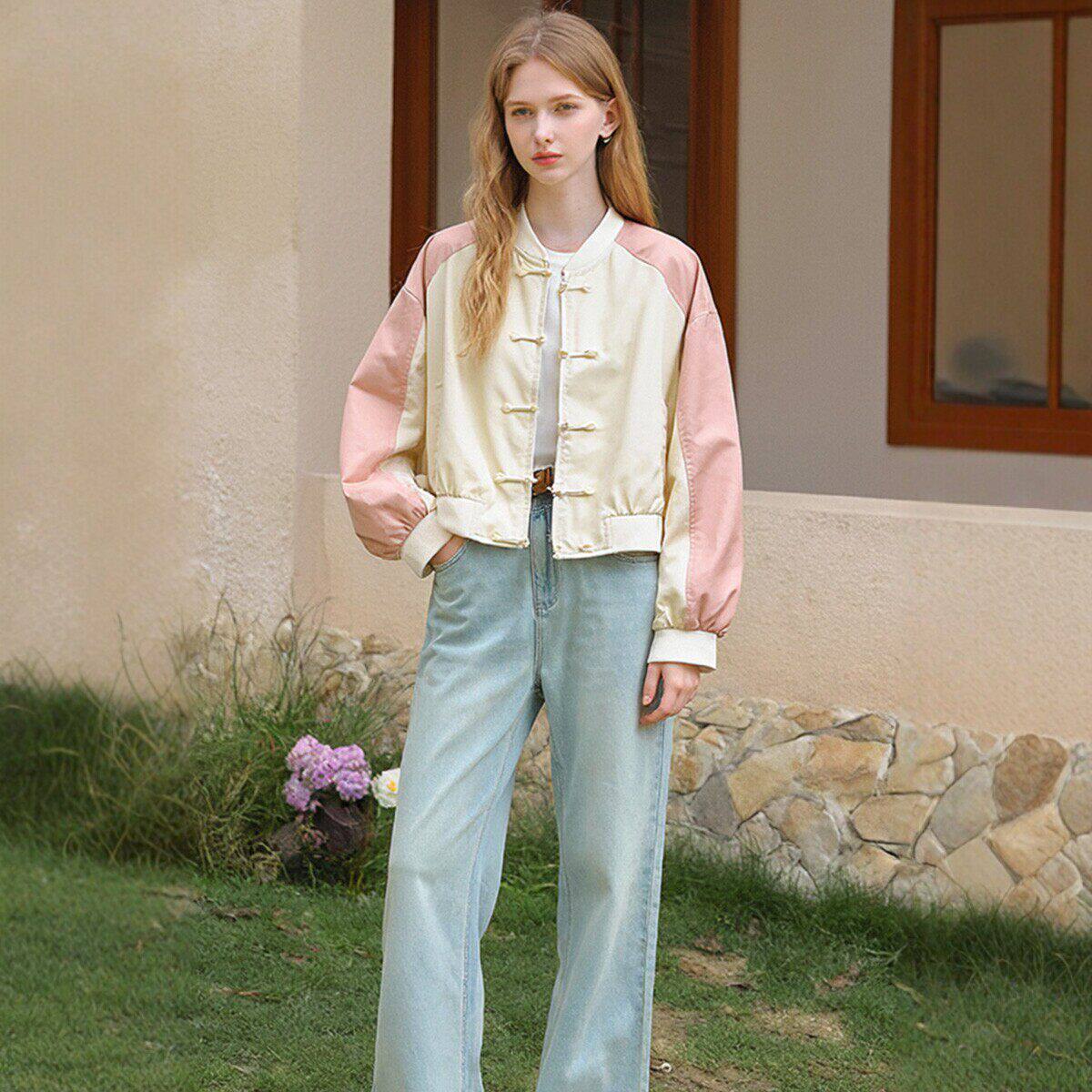 专柜价599【布】新中式国风盘扣撞色插肩袖外套专柜撤柜正品26春 - 淘宝联盟商品