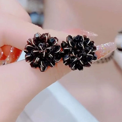 锆石缠绕耳钉银针大方水晶花耳环