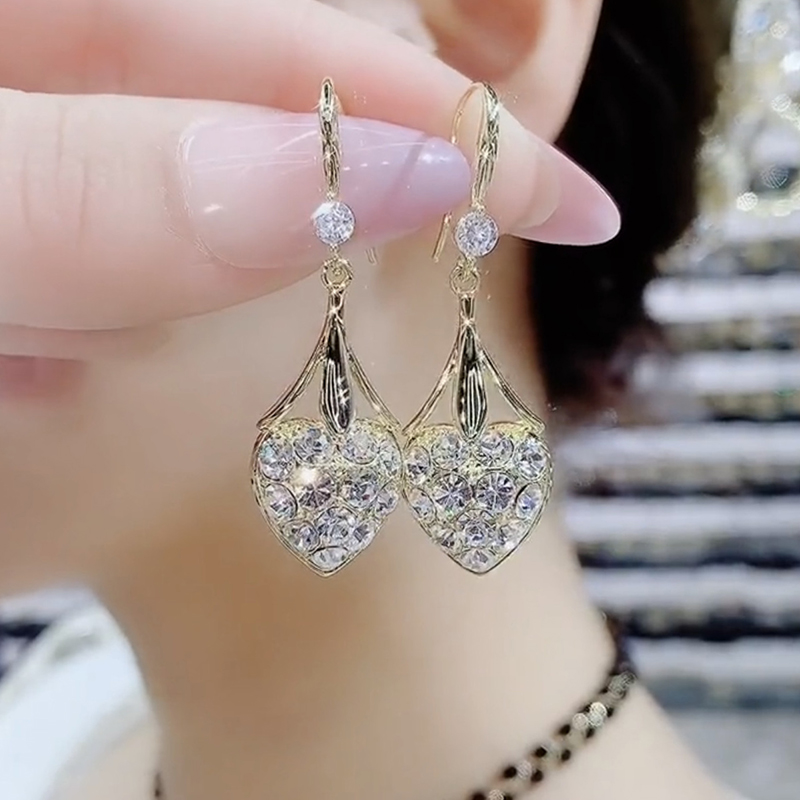 时尚水晶爱心耳环韩国网红耳饰女