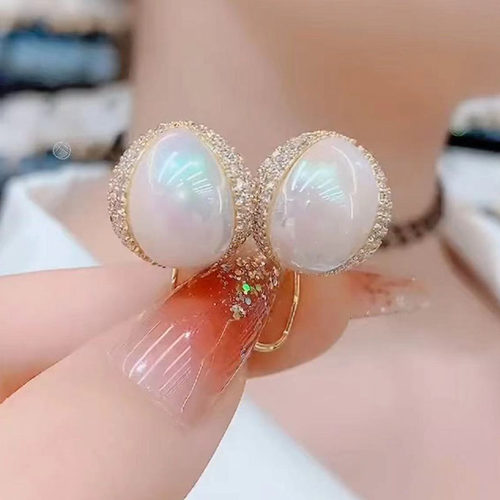 微镶锆石珍珠耳环法式复古气质潮