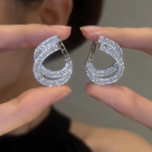 奢华满钻双层耳环高级感网红耳饰
