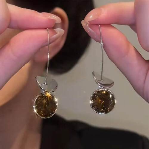 长款复古几何水晶耳环片片耳坠潮