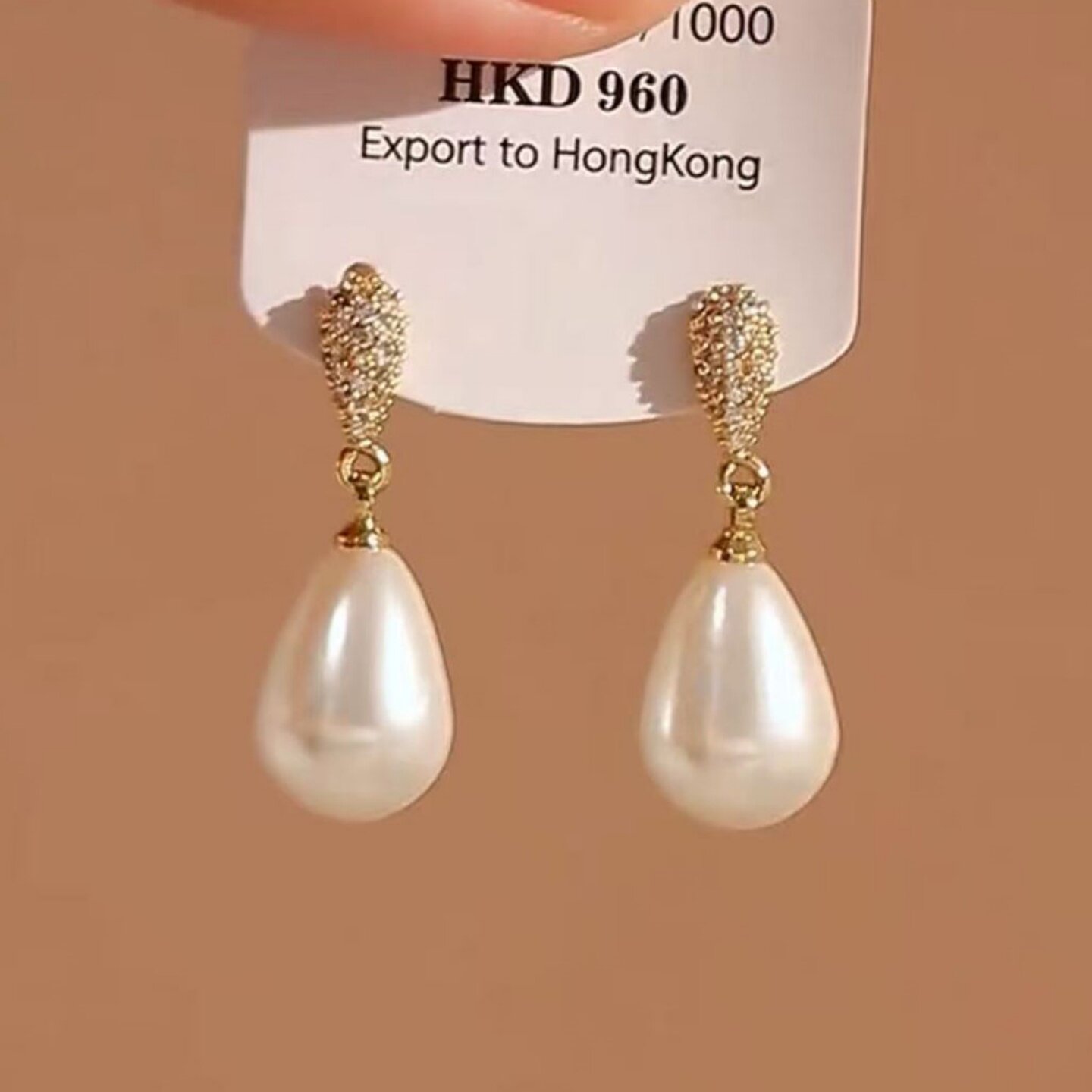 微镶锆石水滴珍珠耳环巨好看耳钉